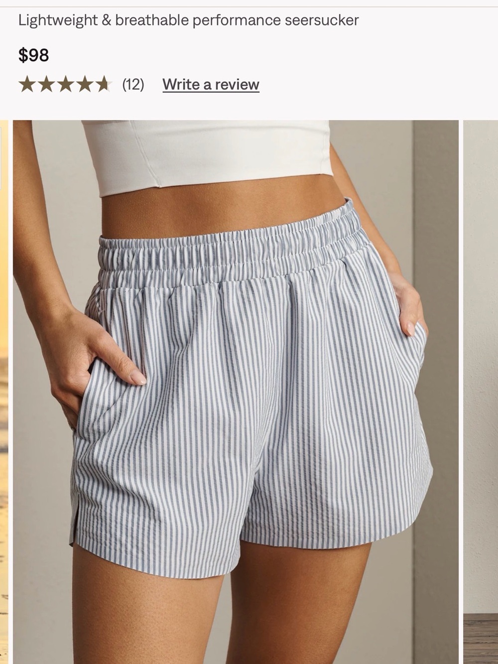 RHONE Blue and White Striped Athletic Shorts